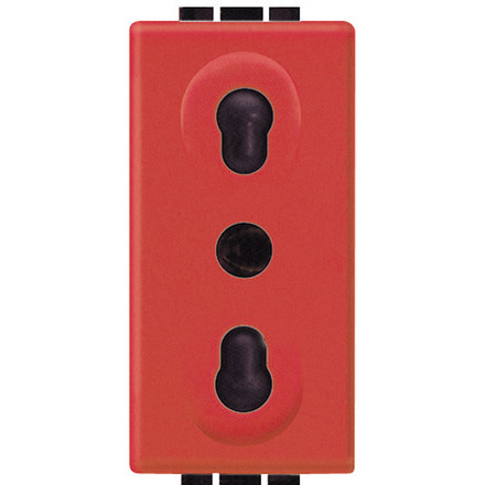 BTICINO L4180R living international presa bipasso 2P+T rossa