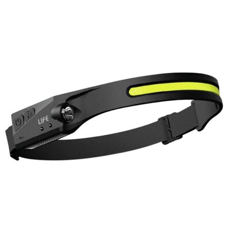 LIFE 39.LED2807 TORCIA FRONTALE FASCIA TESTA MANI LIBERE, BAT.RICARICABILE Li-ION 1200mAh, LED COB 5W+1W (350+60 lumen), CON CAVO USB-C