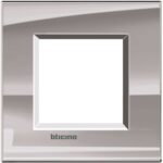 BTICINO LNA4802NS Placca quadra 2 moduli -nichel stagno lucido