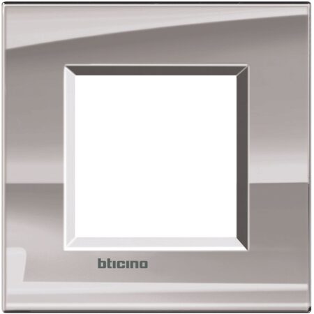 BTICINO LNA4802NS Placca quadra 2 moduli -nichel stagno lucido