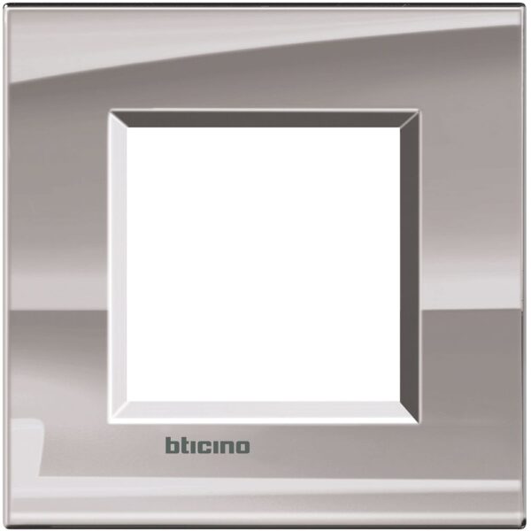 BTICINO LNA4802NS Placca quadra 2 moduli -nichel stagno lucido