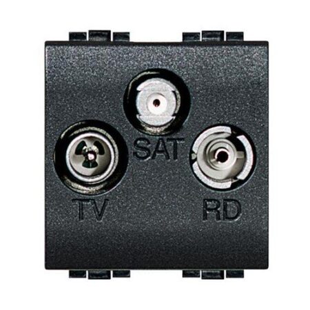 BTICINO L4210D Bticino L4210D living light presa coassiale TV-RD-SAT 2 moduli colore Antracite