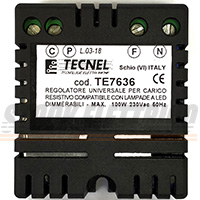 TECNEL TE7636 REGOLATORE UNIVERSALE PER LAMPADE LED 4-100W /RELE` PASSO PASSO SILENZIOSO
