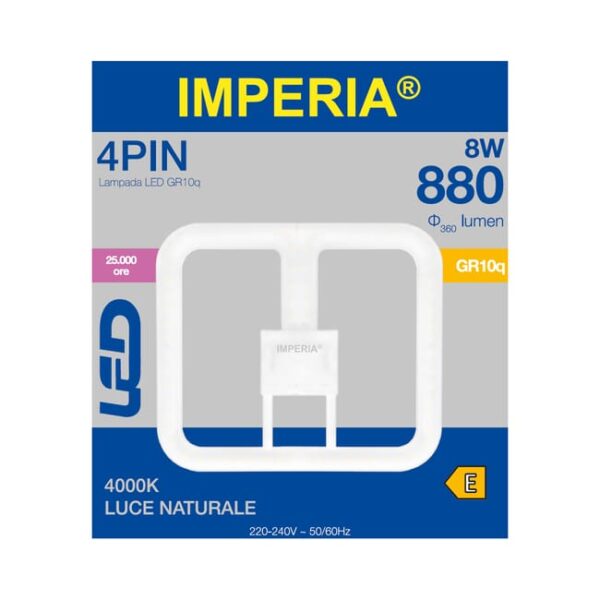 LAMPADINA GR10Q 2D LED 4PIN LED  8W= 880 LM 270° IMPERIA