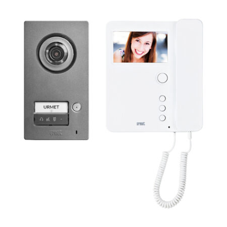 URMET 1784/671 Kit monofamiliare video con pulsantiera Mikra2 e videocitofono a cornetta Mìro, sistema 2Voice
