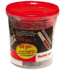 FISCHER 534270 KIT SECCHIELLO CON 200 TASSELLI 200 VITI E PUNTA DA 6 SDS OMAGGIO